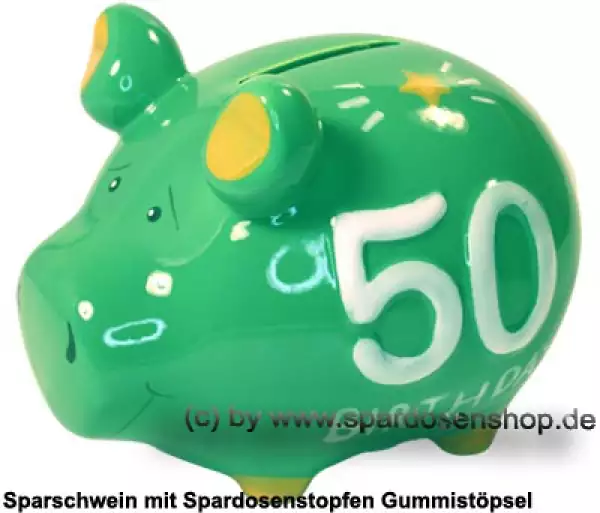 Sparschwein Kleinsparschwein 3D Design 50 Birthday! Keramik A